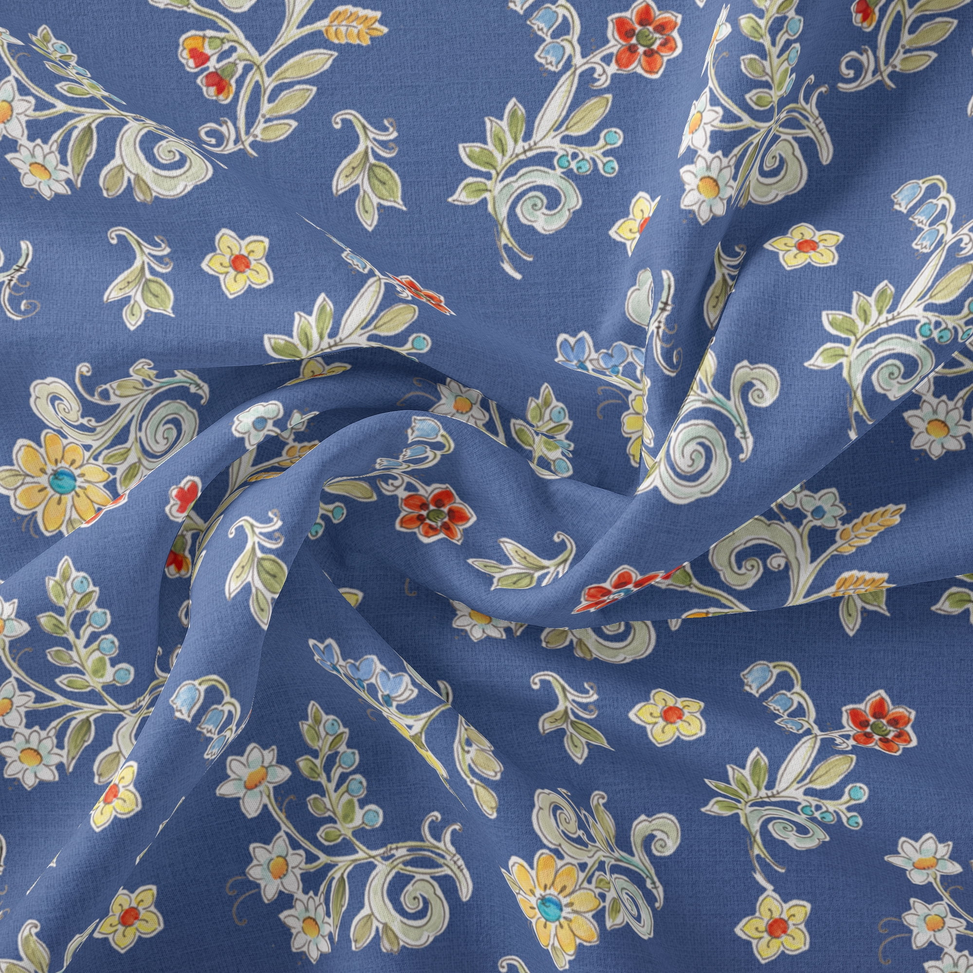 (3 pack) David Textiles Morning Bloom Ditsi Blue Cotton 1 Yard Fabric Cut