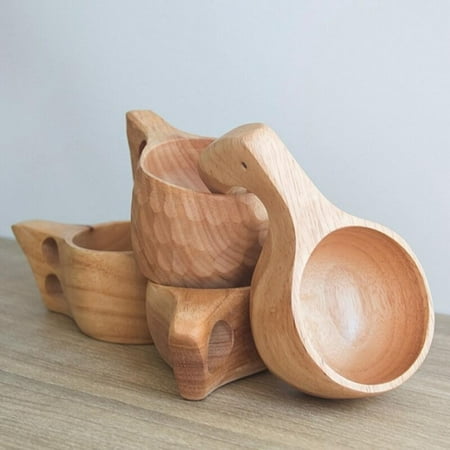 

Promotion Clearance Wooden Mug Cup with Handle Portable Eco-Friendly Traditional Lightweight Coffee Mug Kitchen Picnic Outdoor Travel Camping Using