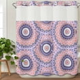 thumbnail image 3 of Pink Purple Geometric No Hook Shower Curtain Waterproof,Bathroom Curtains with Snap in Liners and See Through Top Window,Ethnic Indian Modern Abstract Art Hotel Bathtub Curtains Shower 72"Wx72"L, 3 of 8