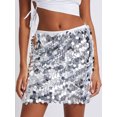 thumbnail image 3 of Michellecmm  Women's Sequin Mini Skirt Glitter Skirt Belly Dance Skirt Clubwear, 3 of 9