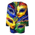 thumbnail image 4 of T-Shirts pour Femmes, Haut Mode Ample à Col Rond Imprimé Carnaval Décontracté à Manches 3/4, T-shirt pour Dames, 4 of 8