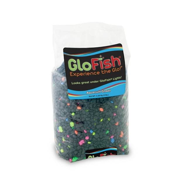 GloFish aquarium Gravel 5 Pounds, Black With Fluorescent Accents