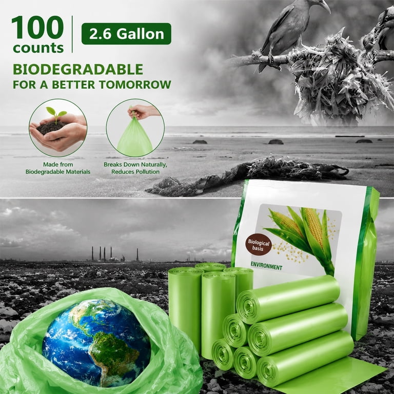Ustris Compostable Small Trash Bags, 2.6 Gallon, 100 Count photo 3
