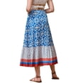 thumbnail image 3 of INSPIRE CHIC Maxi Boho Skirt for Women's A-Line High Waist Vacation Color Block Skirts M Blue, 3 of 6