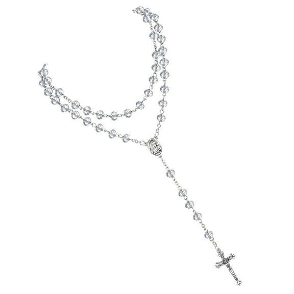 Catholic Rosary Crystal Beaded Necklace Miracles Medals Crosses Religious Jewelry Gift for Women Men Amulets