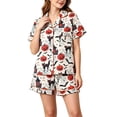 thumbnail image 3 of Fnhpitd Women Halloween Pumpkin Print Pajama Set Plus Size Short Sleeve Sleepwear Set Fall Holiday Casual Loungewear Pajamas Red,L, 3 of 5