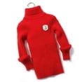 thumbnail image 5 of Spazoro Boys Turtleneck Knit Sweater, High Neck Fuzzy Plush Solid Color Long Sleeve Regular Fit Basic Pullover Knitwear for Kids Red Size 7-8, 5 of 6