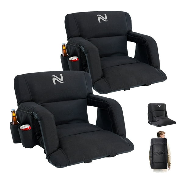 ABORON Sièges de Stade pour Gradins, Ensemble de 2, Siège de Gradins Rembourré Portable avec Soutien Dorsal, Chaise de Stade Grand de 21 Pouces avec 6 Positions Inclinables, Accoudoirs, Chaises de Stade pour Événements Sportifs Extérieurs