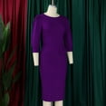 thumbnail image 4 of ZOELNIC Women's Bodycon Pencil Dress Round Neck 3/4 Sleeve Peplum Wear To Work Office Dress, M, 4 of 10
