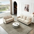 thumbnail image 2 of Set of 2 Upholstery Sofa Set with Padded Backrest, Modern Sofa 2+3 Seat Chair with Rolled and Nailhead Armrest, Soft Padded Polyester Sofa Chair for Living Room & Office, Beige, 2 of 7