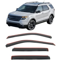 Ikon Motorsports In-Channel Window Visors Fits 2011-2019 Ford Explorer, Slim Style Side Door Rain Vent Guard Deflectors, Acrylic Smoke 4PCS