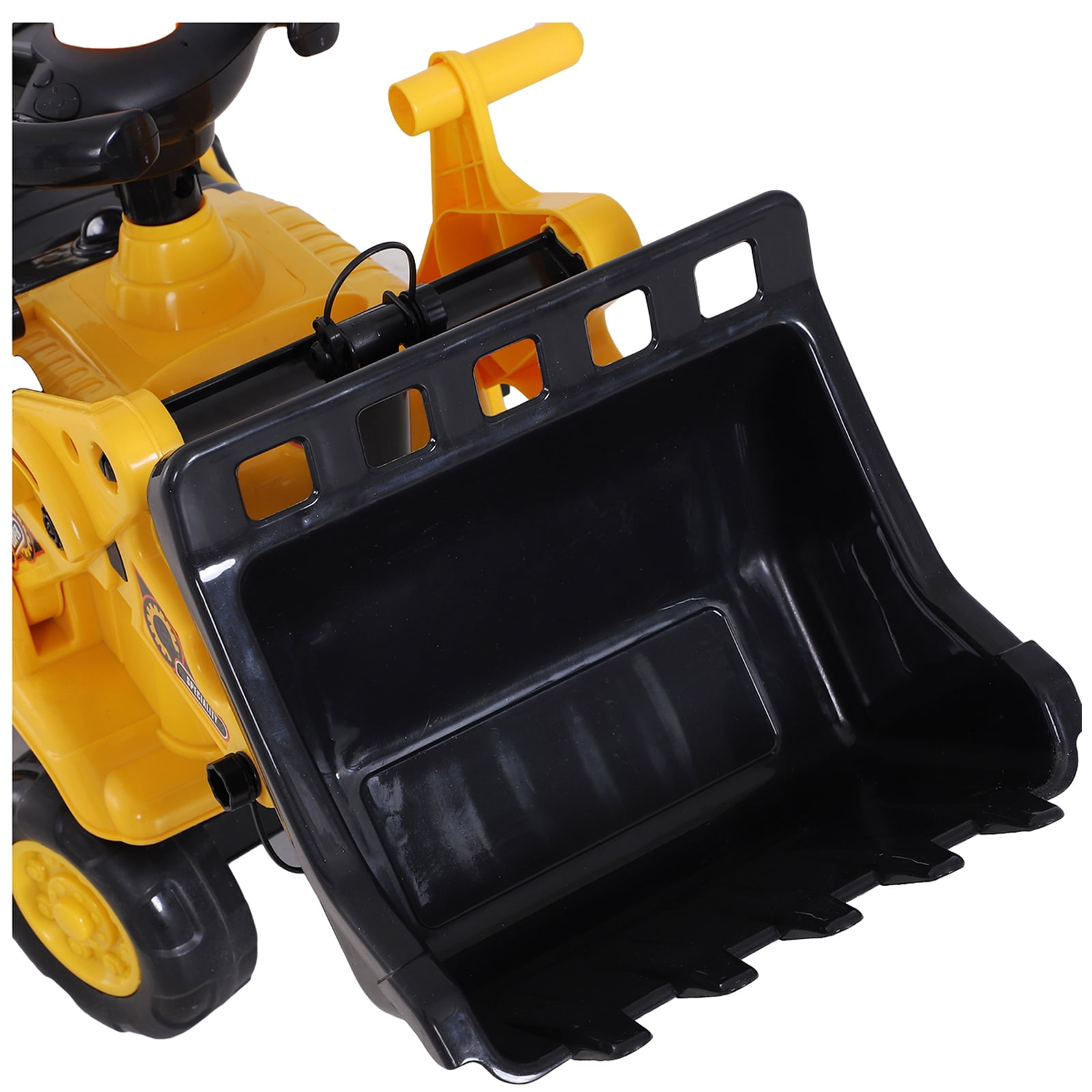 HOMCOM Ride On Excavator Toy Tractors Digger Movable Scooter Walker Pretend Play Toddler Construction Truck Basket Storage For Boys Girls 3-8 Years Old Yellow Black