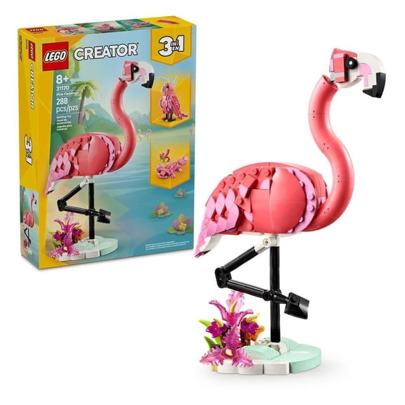 Set LEGO Creator 3en1 Fauna Salvaje: Flamingo Rosa Juego 31170