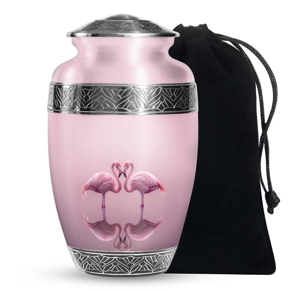JAGASY Pink Flamingo Couple Large Urn for Mother - Cremation Urns for Human Ashes - Pink Funeral Urns for Ashes - Handcrafted Urn for Mom & Dad - (10 Inch)