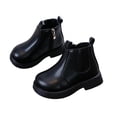thumbnail image 2 of BXJX Girls Ankle Boots, Thick Sole Non-Slip Casual Zipper Fall Winter Boots Black Size 12 Little Kids, 2 of 8