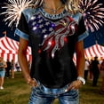 thumbnail image 2 of Tfken Independence Day Women Shirts 250Th Anniversary Crewneck Short Sleeve Sequins Tops For America 4Th Of July Patriotic Female Classic T-Shirts Black, 2 of 4