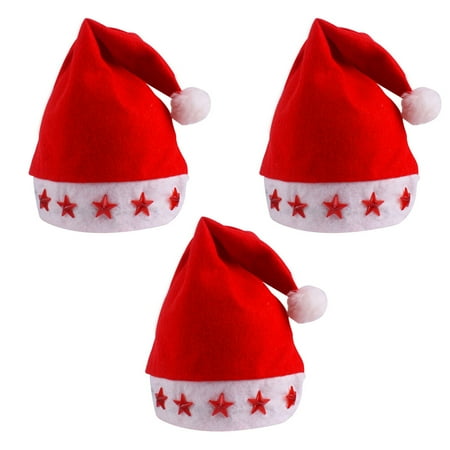

NUOLUX 3pcs Luminous Christmas Hat Non-woven Santa Holiday Hats for Children and Adults (Five-pointed Stars)