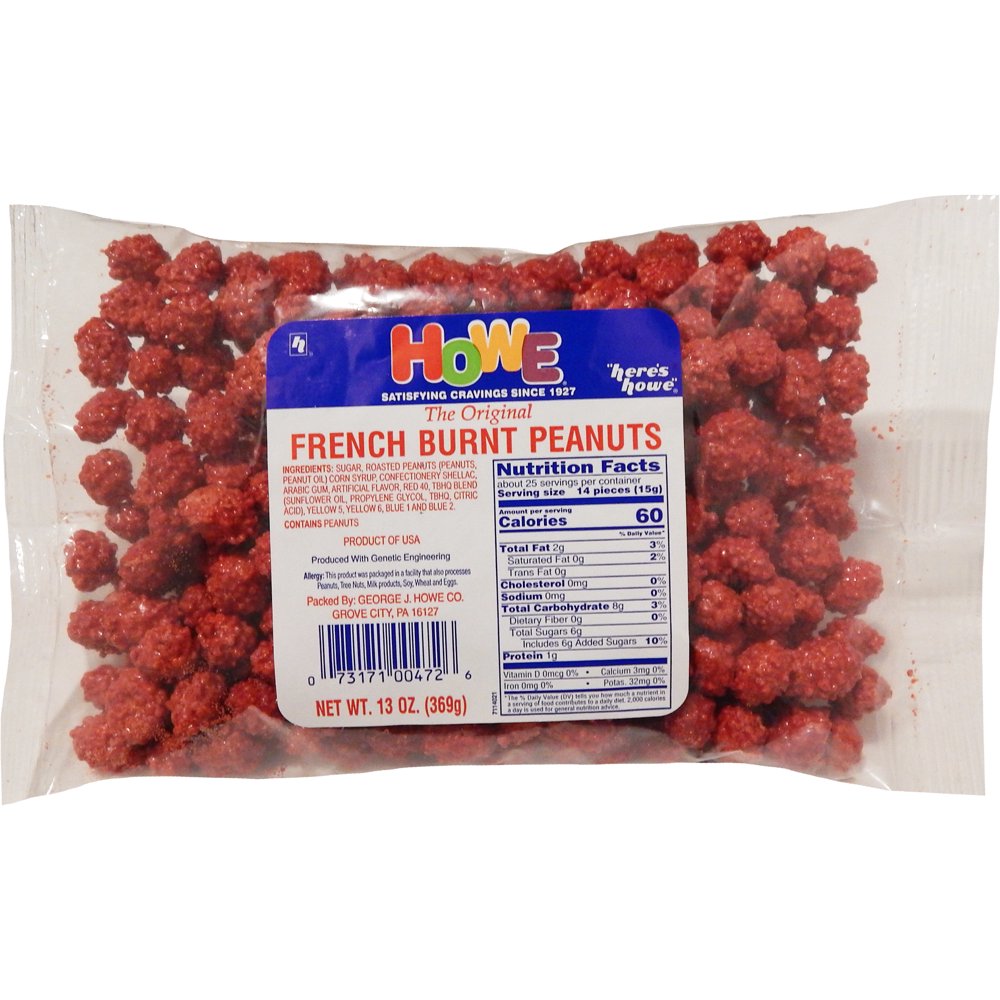 J Howe's, Lay Down Candy, French Burnt Peanuts, 13 oz. Bag