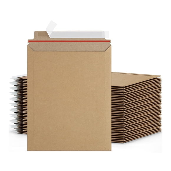 PSBM Enveloppes Rigides pour Envois Postaux, 12,75 X 15 Po, Lot de 100, Enveloppes d'Expédition en Carton Kraft Brun pour Photo et Document, Auto-Scellantes