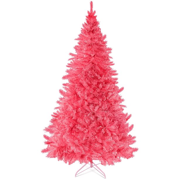 Prextex 6 Feet Pink Christmas Tree Premium Artificial Spruce Hinged