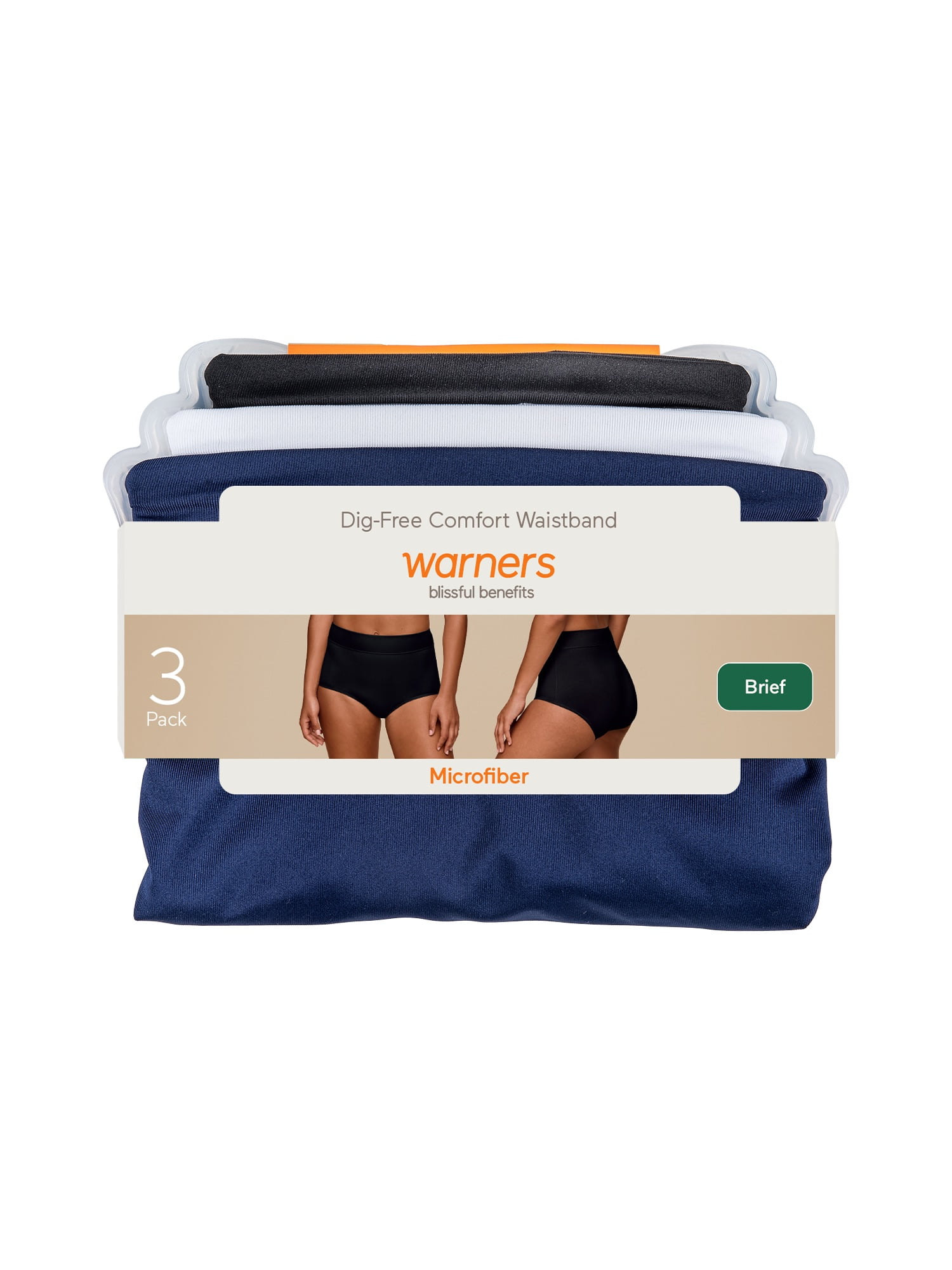 Warners Blissful Benefits Dig-Free Microfiber Brief 3-Pack RS9043W