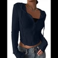 thumbnail image 3 of Chaqueta Corta Ligera con Capucha, Cremallera y Cordón de Larga para Mujer Azul Marino XL, 3 of 7