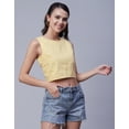 thumbnail image 2 of Moomaya Womens Printed Sleeveless Cotton Short Top, Round Neck Blouse Crop Top, Buttoned Back, 2 of 8