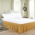 thumbnail image 3 of Wrap Around Bedskirts for King & Cal King Beds 15 Inches Drop, Gold Elastic Dust Ruffles, Easy Fit Wrinkle & Fade Resistant Silky Luxurious Fabric Solid, 3 of 7