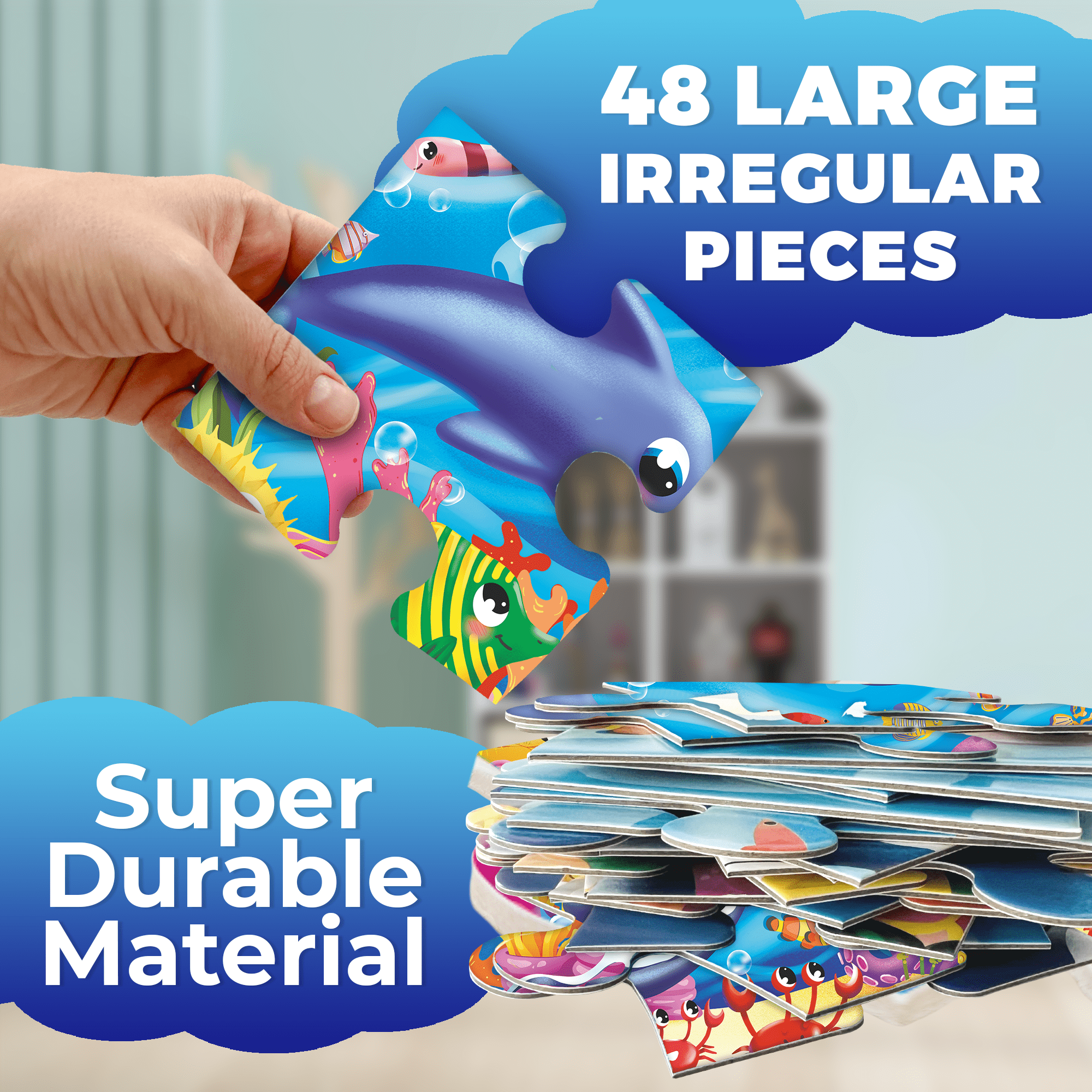 Giant Floor Puzzles for Kids - Ages 4-6 - Ocean 2x3 Feet 48 Piece Puzzles for Toddlers 3-5 by QUOKKA