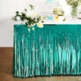 thumbnail image 2 of Efavormart 30"x9FT Metallic Foil Fringe Table Skirt, Self Adhesive Party Table Skirt - Turquoise, 2 of 11