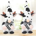 thumbnail image 6 of SPRING PARK 2Pcs Cow Swedish Gnomes Gift with Milk Bottle Nodic Plush Dairy Cattle Handmade Tiered Tray Dolls Black and White Farm Home Decoration, 6 of 7