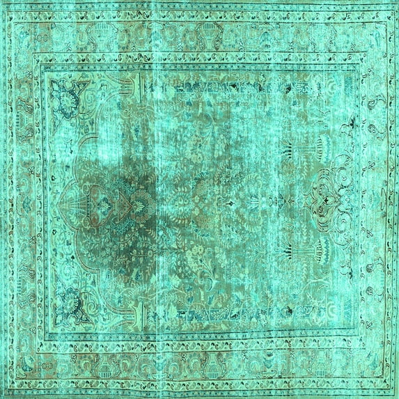 Ahgly Company Indoor Square Persian Turquoise Blue Traditional Area Rugs, 6' Square