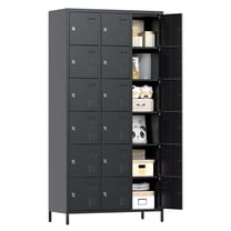 Gaeanet Metal Locker for School Office Gym Bedroom, 18 Doors Black Steel Storage Locker Cabinet for Employees, Industrial Storage Locker, Assembly Required (18 Door-Black)