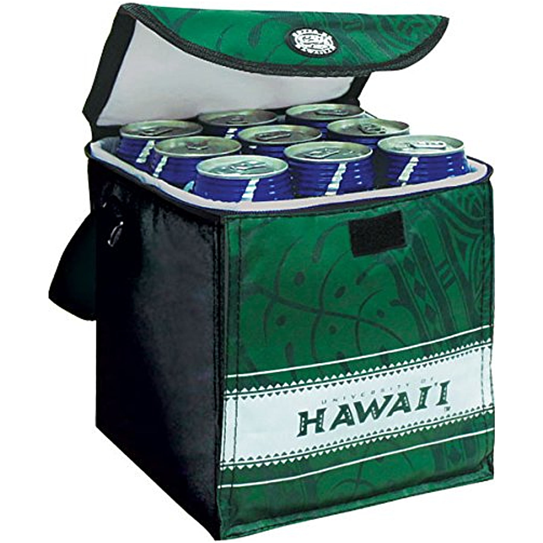 Hawaiian Print Honu Tapa Insulated Collapsible Cooler Bag Holds 12 Pack Cans NIB 