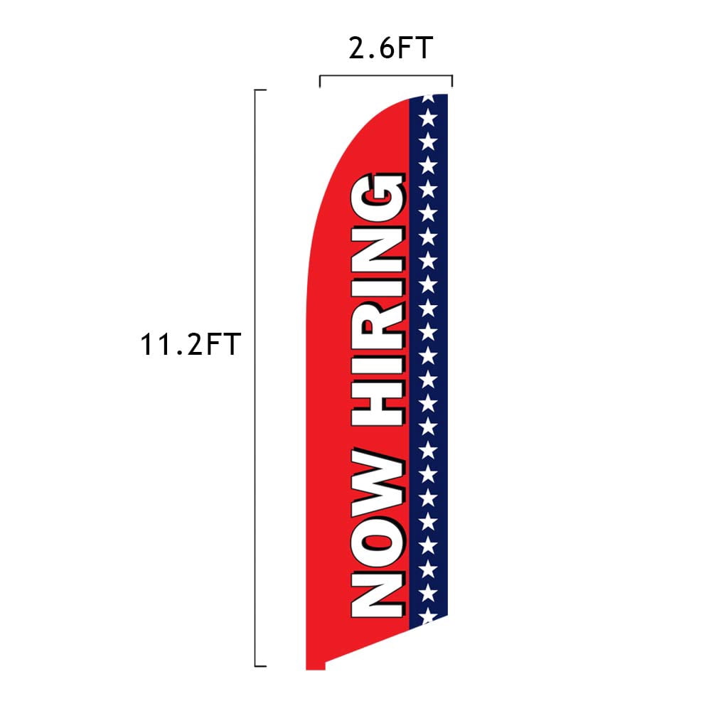 Vispronet Now Hiring Feather Flag 3 Pack, 13.5ft, Red, White, and Blue