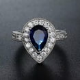 thumbnail image 3 of 3ct Blue Zirconia Water Drop AAA CZ Band Women's 925 Silver Wedding Ring Sz 6-10, 3 of 4