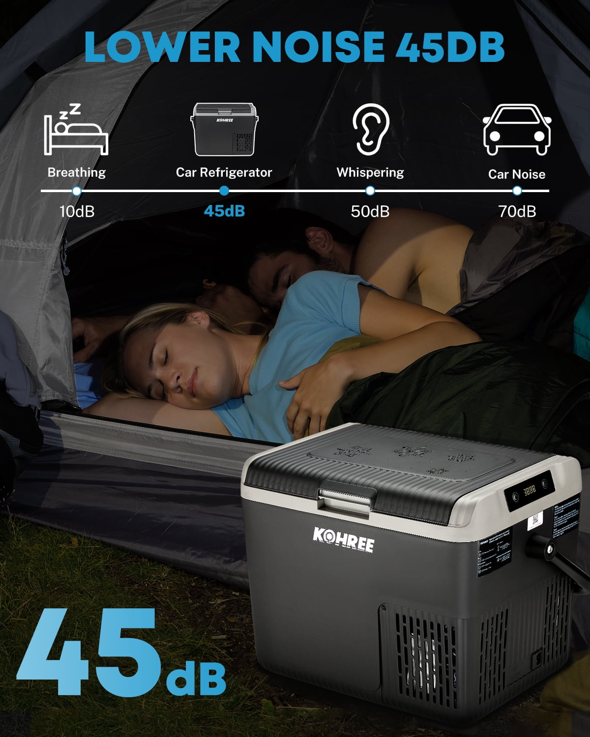 Kohree 12V/24V Portable Car Refrigerator Freezer 19QT(18L) Compressor Cooler with Handle Compact RV Truck Boat Camping Travel Outdoor Mini Electric fridge