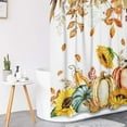 thumbnail image 5 of Halloween Pumpkin Shower Curtain Set with Toilet Lid Cover and Non-Slip Rugs, Ghost Cat Skull Cute Fall 4 Pcs Shower Curtains for Bathroom, Trick Treat Bathroom Decor Accessories Set, 5 of 7