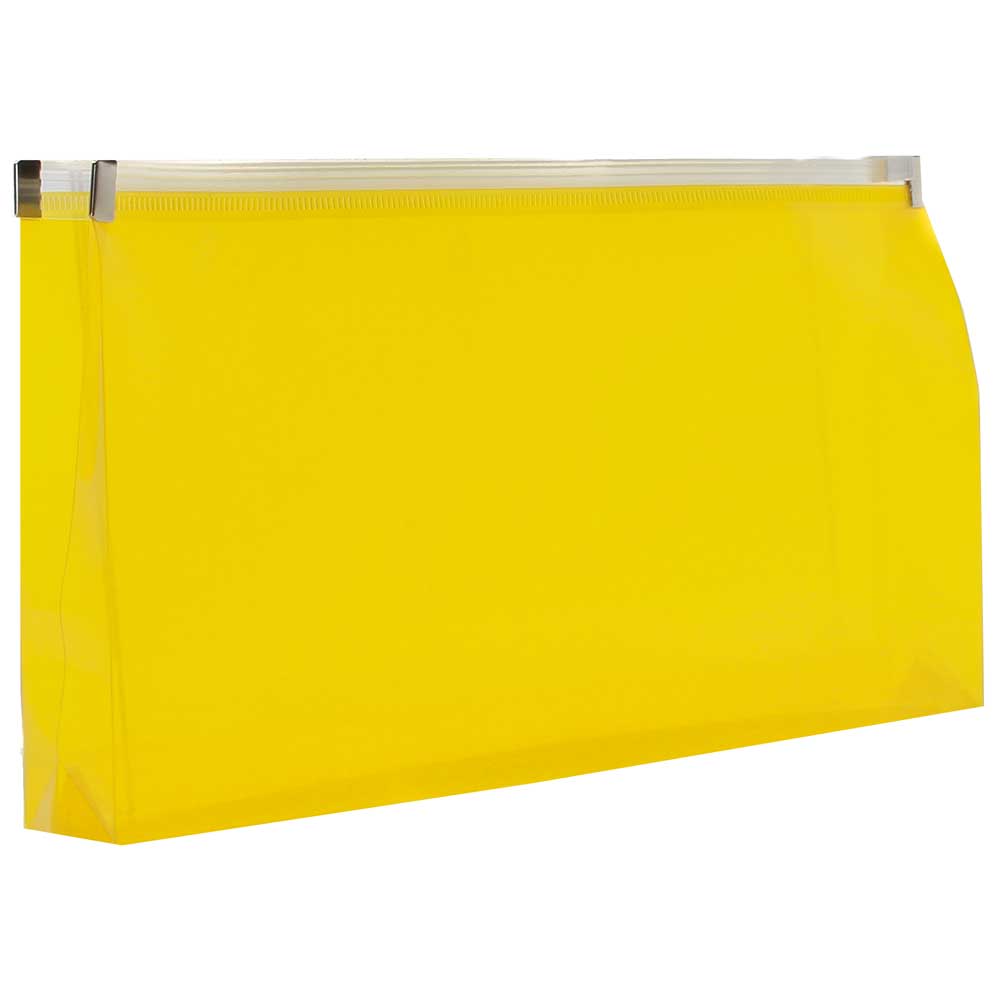 JAM Paper Plastic Envelopes with Zip Closure, #10 Booklet Wallet, 5 x 10, Yellow, 3/pack
