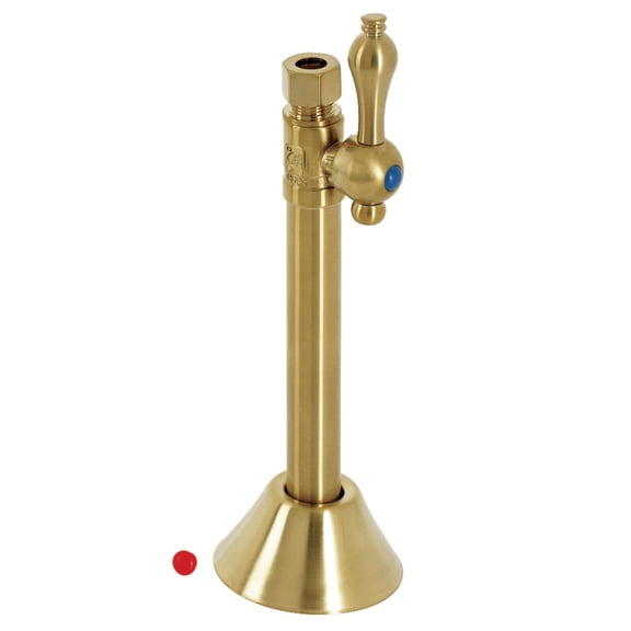 Kingston Brass CC83257 1/2-Inch Sweat x 3/8-Inch O.D. Comp Straight Shut-Off Valve with 5-Inch Extension in Brushed Brass