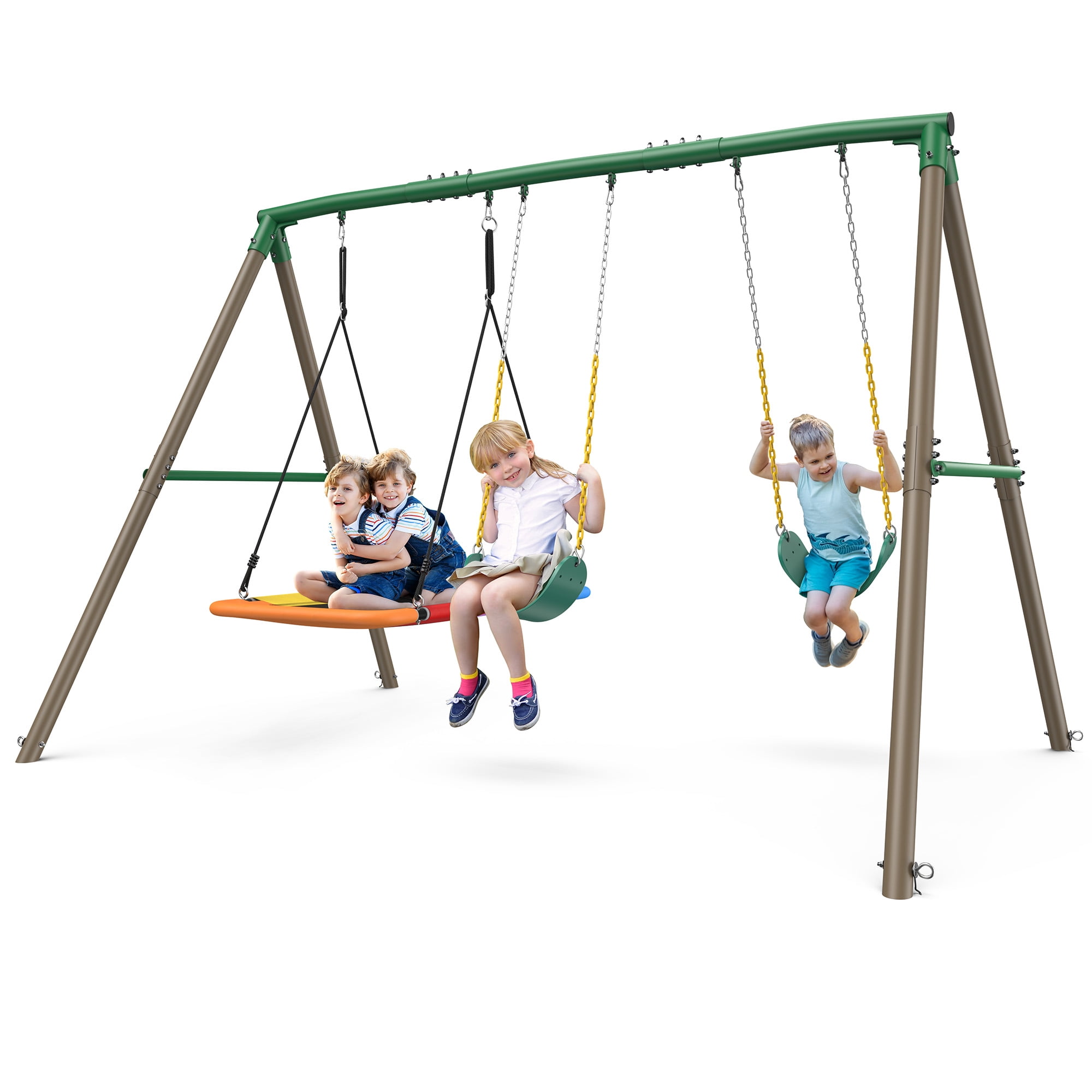 XDP Recreation Freedom Fun Metal Swing Set with Saucer Swing, See