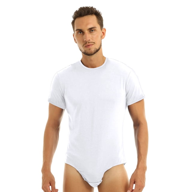 Oyolan sous-Vêtement en Coton à Manches Courtes pour Hommes String à Boutons Combinaison Blanc 4TG