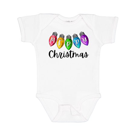 

Inktastic Merry Christmas Rainbow Holiday Lights Boys or Girls Baby Bodysuit