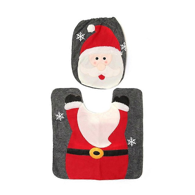 Juego de 2 fundas para asiento de inodoro de Navidad, diseño de Papá Noel, muñeco de nieve y alce, para decoración del hogar, Papá Noel