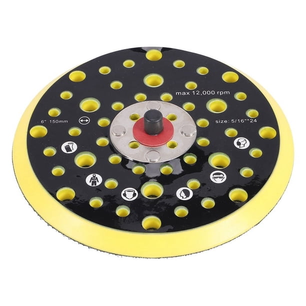Almohadilla de soporte con gancho y bucle para lijadora orbital aleatoria de densidad media de 150 mm, rosca 5/16, 52 orificios, compatible con CEROS DEROS