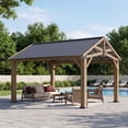 thumbnail image 2 of Sunmthink 12' x 14' Wood Frame Gazebo, Hardtop Gazebo with Galvanized Steel, Permanent Wooden Pavilion for Patio Backyard Lawn Garden, 2 of 10
