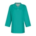 thumbnail image 4 of KDDYLITQ Women'S Polo Shirts 3/4 Sleeve Loose Wicking Summer Shirts Breathable Collared Vintage Tees Turquoise L, 4 of 4