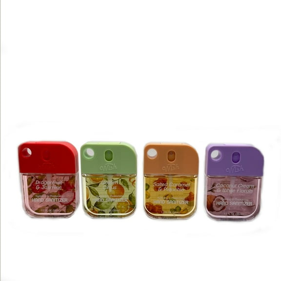 Wish Hand Sanitizer Spray 1.2 Fl Oz 4Pk(35ml) Holder PDQ With 1 Carabiner Clips