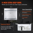 thumbnail image 3 of Fregadero de cocina VEVOR 304 de acero inoxidable con soporte superior de 63 x 55 cm, 3 of 9