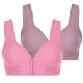 thumbnail image 2 of Aboser Front Closure Bras for Older Women 2 Pack Wireless Cami Bra Comfort Full Coverage Underwear Plus Size Sleep Bra, 2 of 9